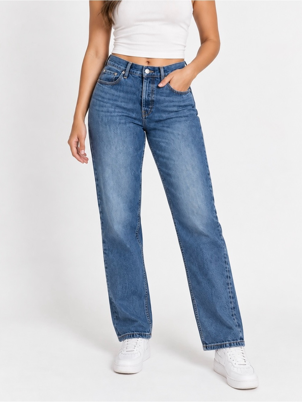 Everlane Medium Blue High-Rise Straight Leg Jeans